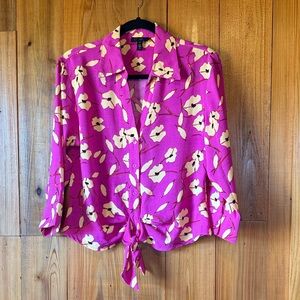 Jessica Simpson Pink/Floral Blouse. Lightweight Business Casual